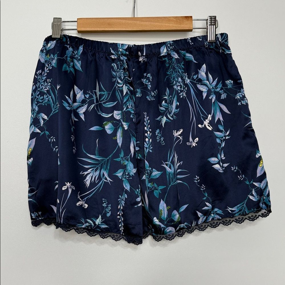 Flora by Flora Nikrooz Floral Navy Blue Short Sleeve Pajama Set Size Large - Picture 11 of 12